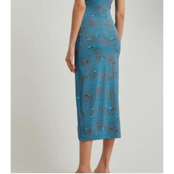 Paloma Wool Luz Slinky Midi Dress Size Large Zebra Print Mosaic Blue 90s Y2K - Picture 15 of 16